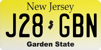 NJ license plate J28GBN