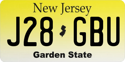 NJ license plate J28GBU