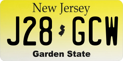 NJ license plate J28GCW