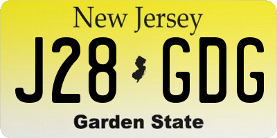 NJ license plate J28GDG