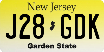 NJ license plate J28GDK