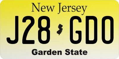 NJ license plate J28GDO