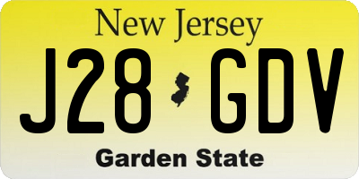 NJ license plate J28GDV