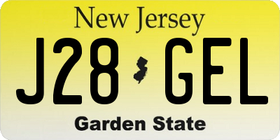 NJ license plate J28GEL