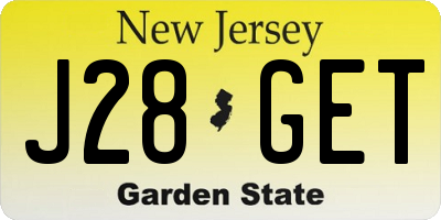 NJ license plate J28GET