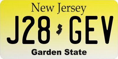 NJ license plate J28GEV
