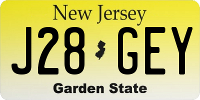 NJ license plate J28GEY