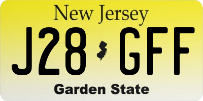 NJ license plate J28GFF