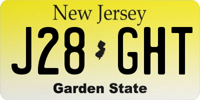 NJ license plate J28GHT