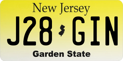 NJ license plate J28GIN