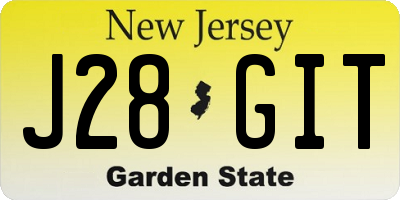 NJ license plate J28GIT