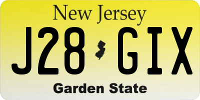 NJ license plate J28GIX