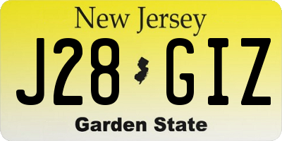 NJ license plate J28GIZ