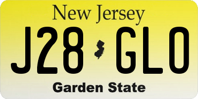 NJ license plate J28GLO