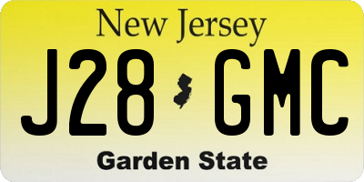 NJ license plate J28GMC