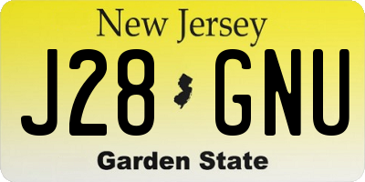 NJ license plate J28GNU