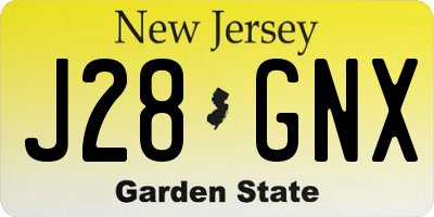 NJ license plate J28GNX