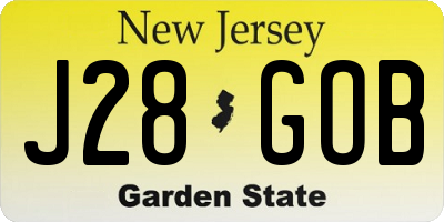 NJ license plate J28GOB