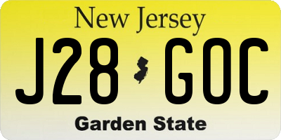 NJ license plate J28GOC