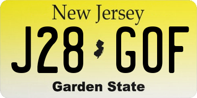 NJ license plate J28GOF