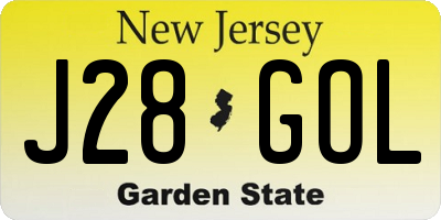 NJ license plate J28GOL