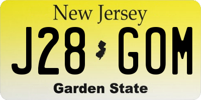 NJ license plate J28GOM
