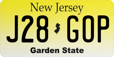 NJ license plate J28GOP