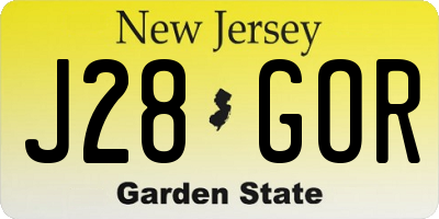 NJ license plate J28GOR