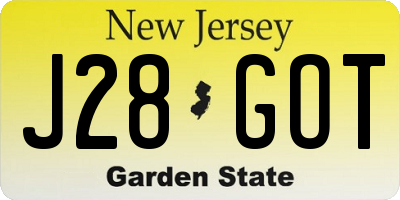 NJ license plate J28GOT