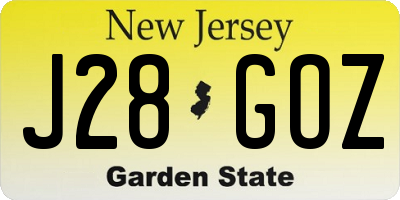NJ license plate J28GOZ
