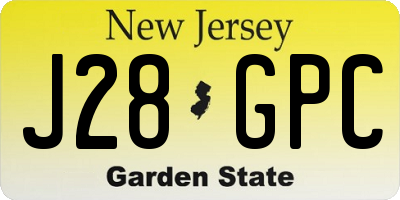 NJ license plate J28GPC