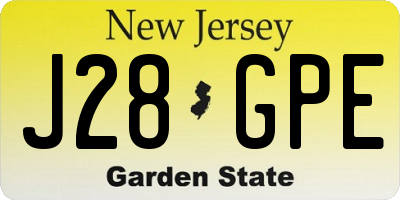 NJ license plate J28GPE