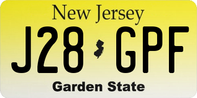 NJ license plate J28GPF