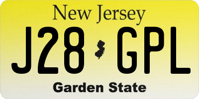 NJ license plate J28GPL