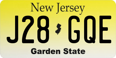 NJ license plate J28GQE