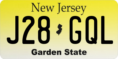 NJ license plate J28GQL