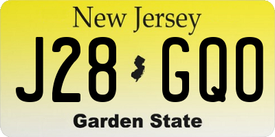 NJ license plate J28GQO