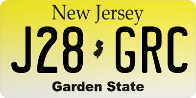 NJ license plate J28GRC
