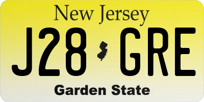 NJ license plate J28GRE
