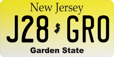 NJ license plate J28GRO