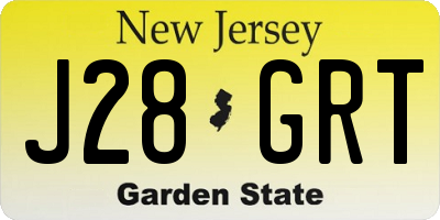 NJ license plate J28GRT