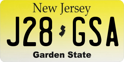 NJ license plate J28GSA