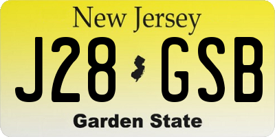 NJ license plate J28GSB