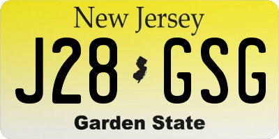 NJ license plate J28GSG