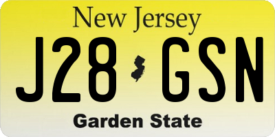 NJ license plate J28GSN