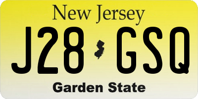 NJ license plate J28GSQ