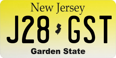 NJ license plate J28GST