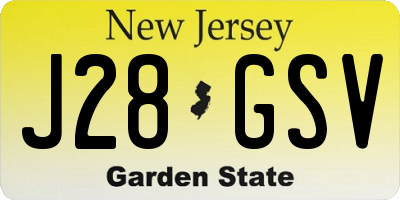 NJ license plate J28GSV