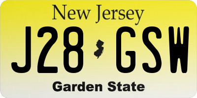 NJ license plate J28GSW