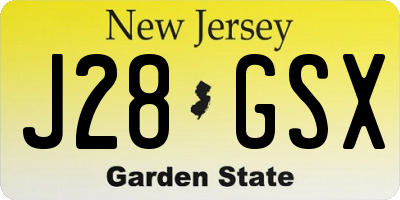 NJ license plate J28GSX
